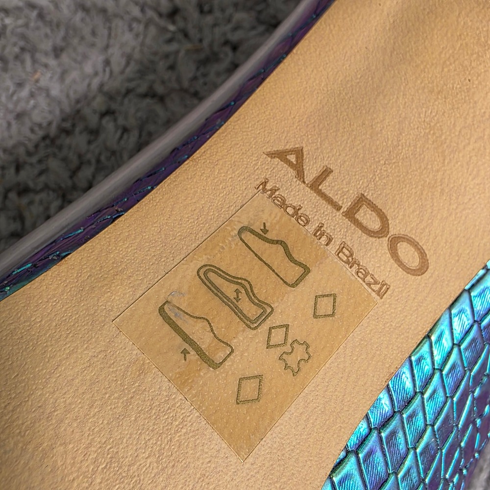Aldo Stiletto Pumps Iridescent Blue Green Snakeskin Clear PVC Womens Size 7 - Picture 6 of 7